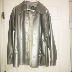 Y2K/Late 90s Silver/Metallic Neutral Zone PVC Jacket/Coat Millennium/2000s/ 22W